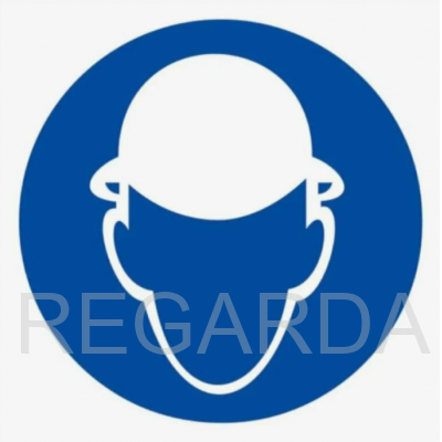 Знак M02 «Работать в защитной каске (шлеме)» (пленка, 100х100 мм)