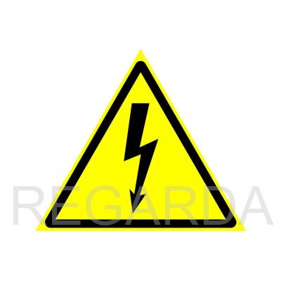 Знак W08 «Внимание! опасность поражения электрическим током» (металл, сторона 200 мм)