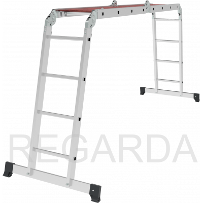 Алюминиевая четырёхсекционная шарнирная  лестница-трансформер с помостом, ширина 340 мм NV1330404